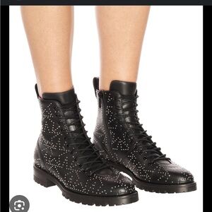 New Jimmy Choo Studded Star Leather Combat Boots